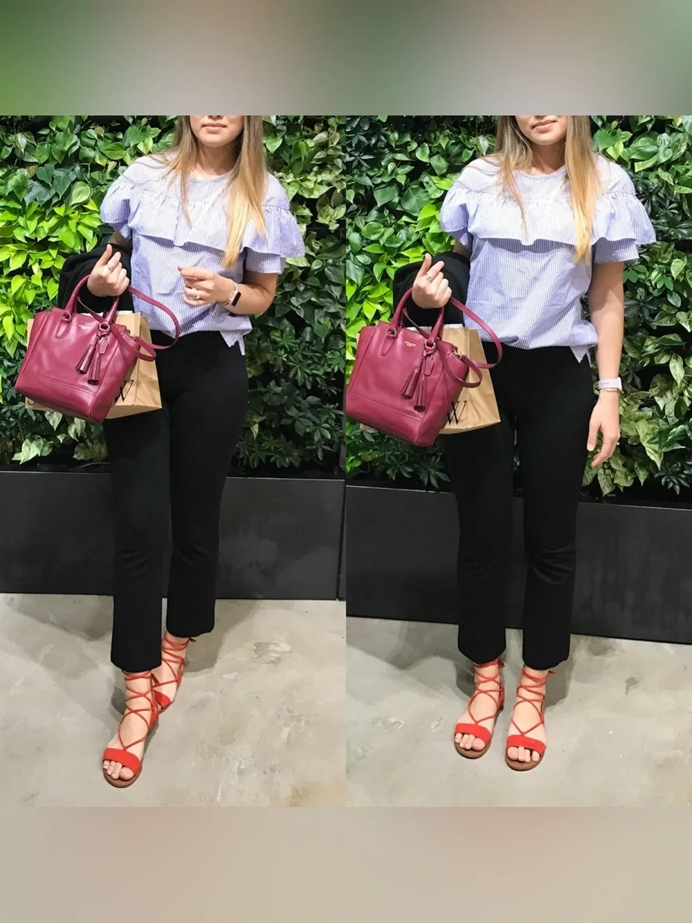 J. Crew striped poplin ruffle top